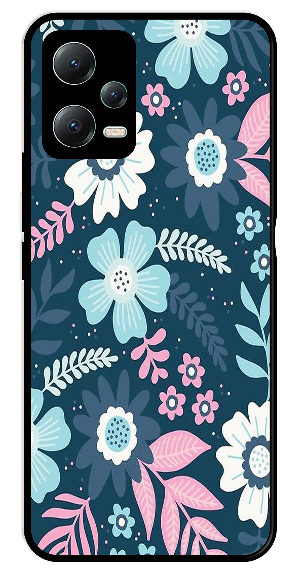 Flower Leaves Design Metal Mobile Case for Poco X5 5G   (Design No -50)