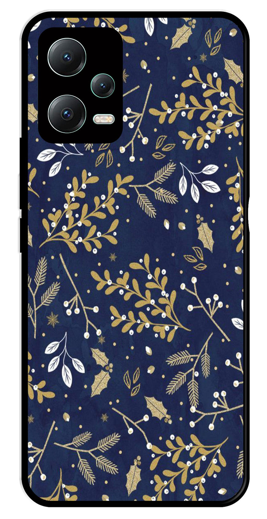 Floral Pattern  Metal Mobile Case for Poco X5 5G   (Design No -52)