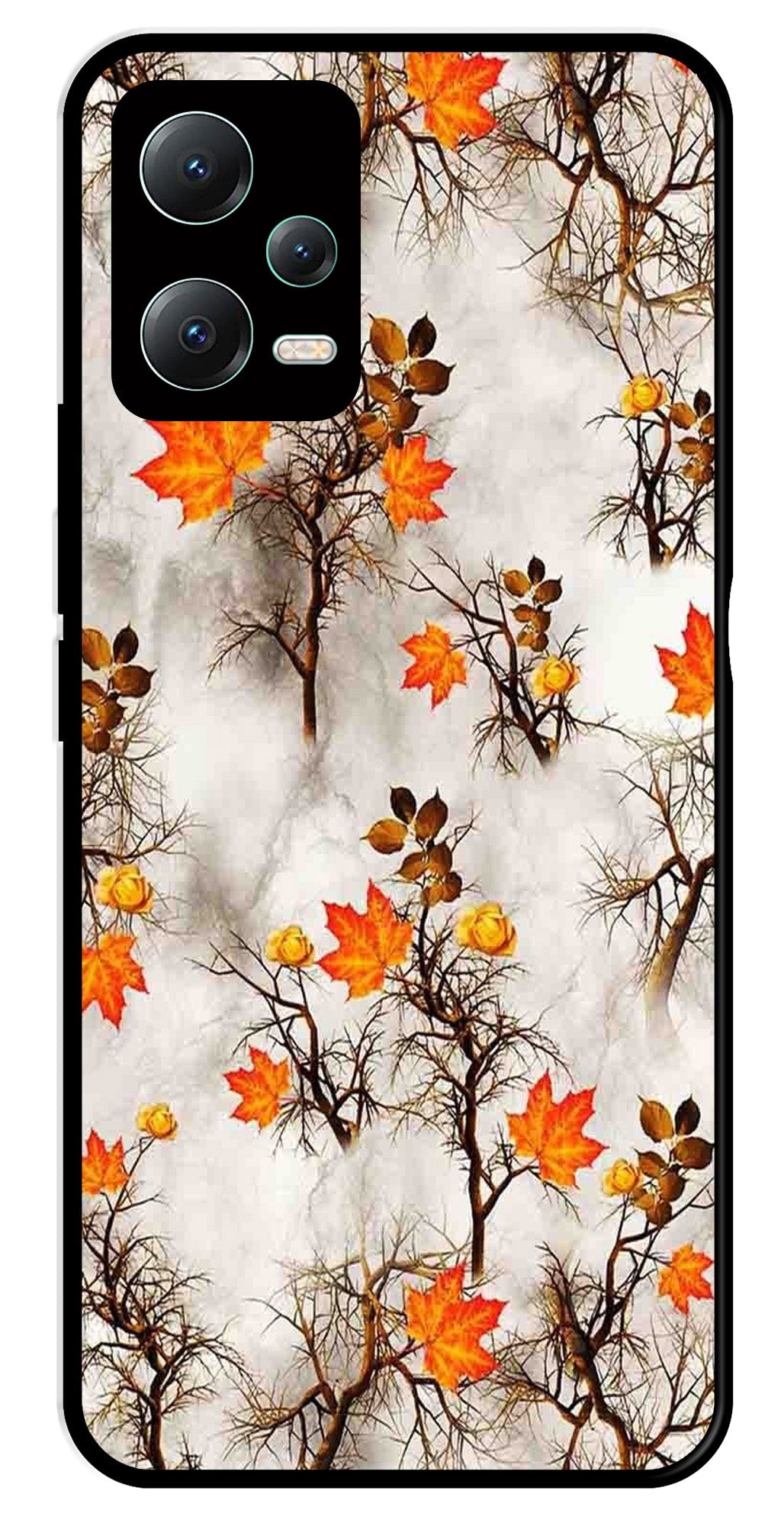 Autumn leaves Metal Mobile Case for Poco X5 5G   (Design No -55)