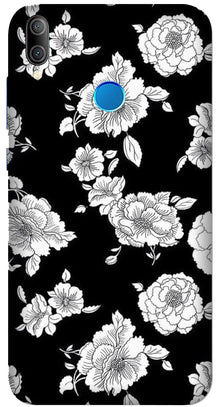 White flowers Black Background Mobile Back Case for Huawei Nova 3i (Design - 9)