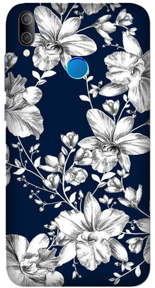 White flowers Blue Background Mobile Back Case for Huawei Nova 3i (Design - 14)