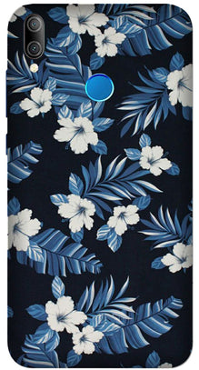 White flowers Blue Background2 Mobile Back Case for Huawei Nova 3i (Design - 15)