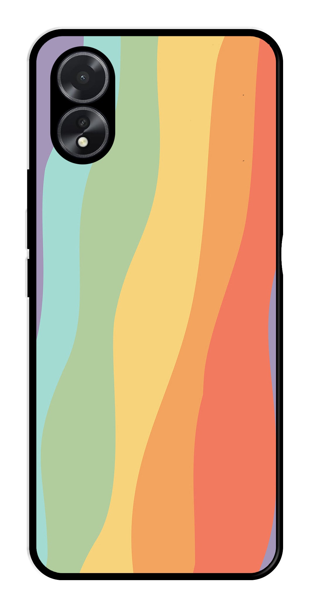 Muted Rainbow Metal Mobile Case for Oppo A38    (Design No -02)