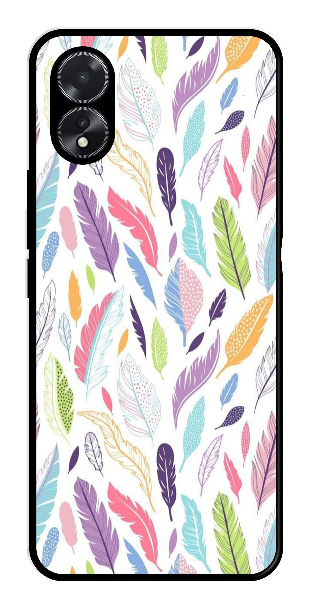 Colorful Feathers Metal Mobile Case for Oppo A38    (Design No -06)