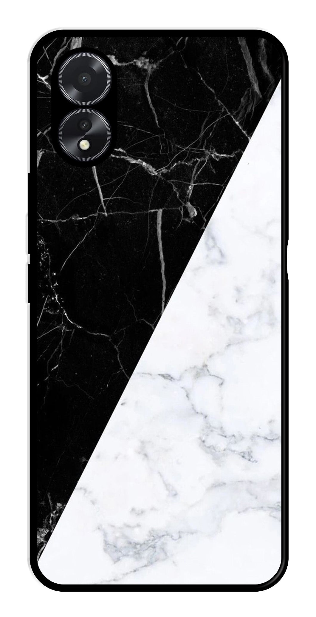 Black White Marble Design Metal Mobile Case for Oppo A38    (Design No -09)