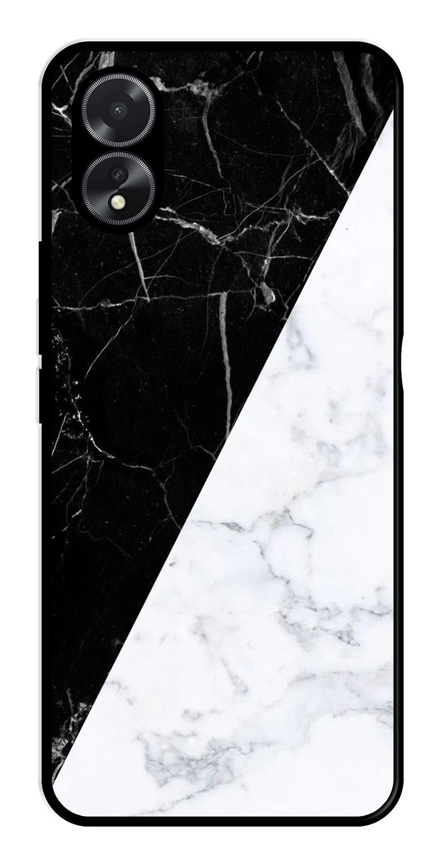 Black White Marble Design Metal Mobile Case for Oppo A18   (Design No -09)