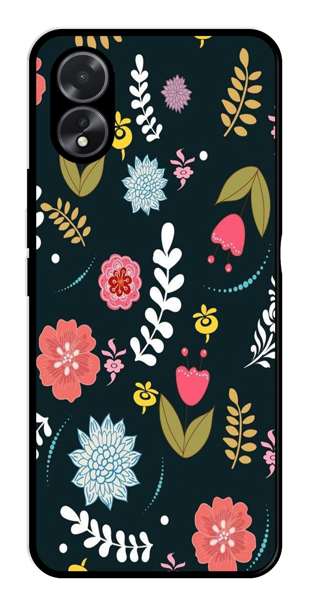 Floral Pattern2 Metal Mobile Case for Oppo A38    (Design No -12)