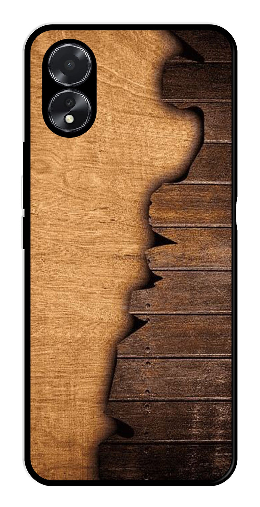 Wooden Design Metal Mobile Case for Oppo A18   (Design No -13)