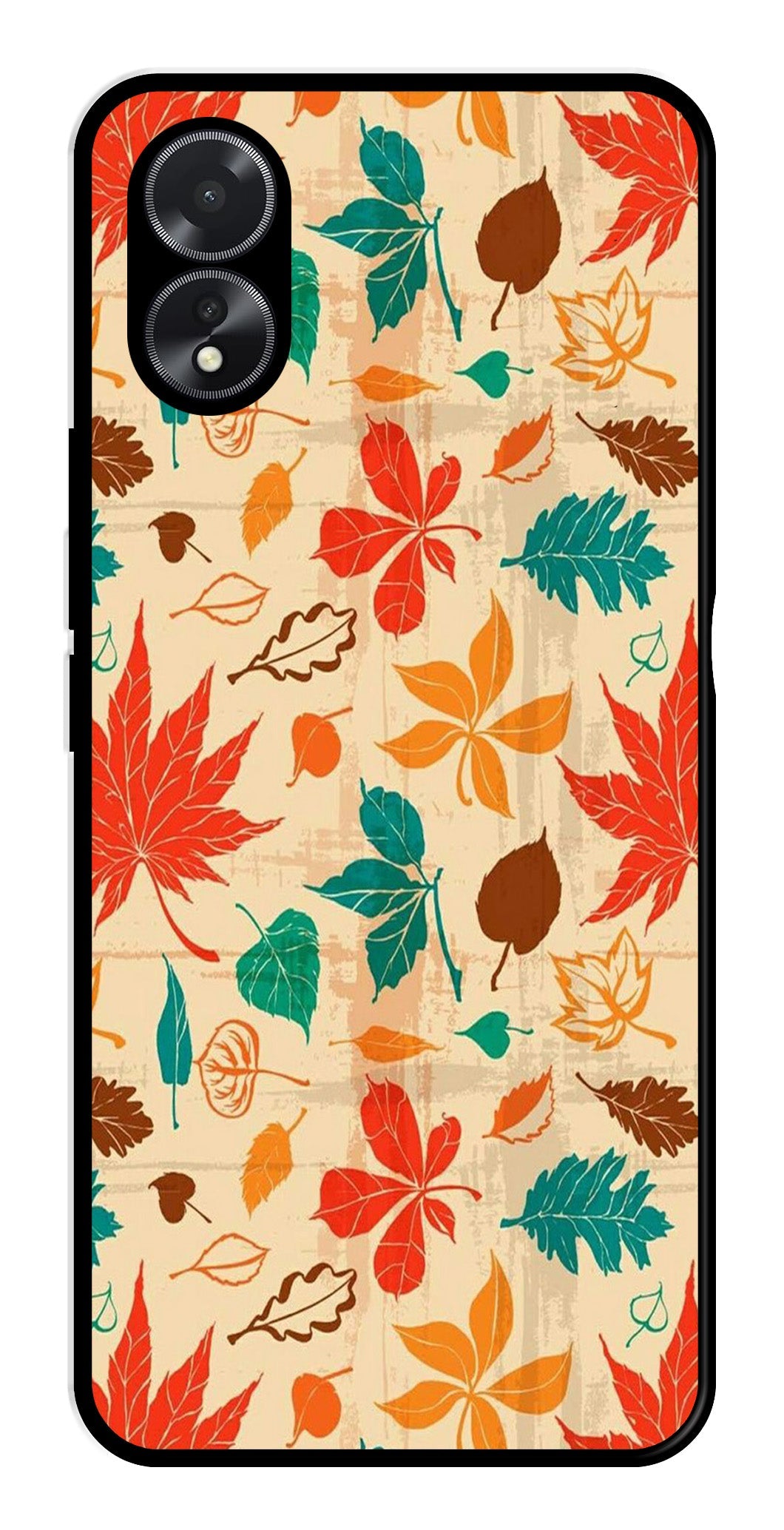 Leafs Design Metal Mobile Case for Oppo A18   (Design No -14)