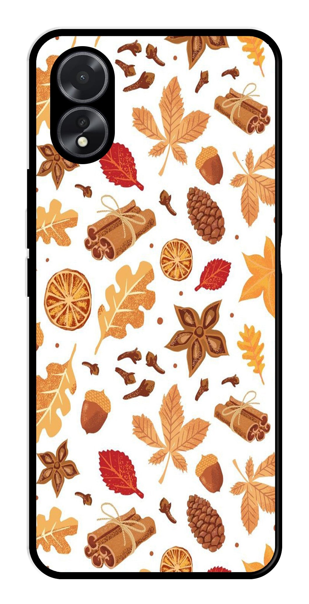 Autumn Leaf Metal Mobile Case for Oppo A38    (Design No -19)