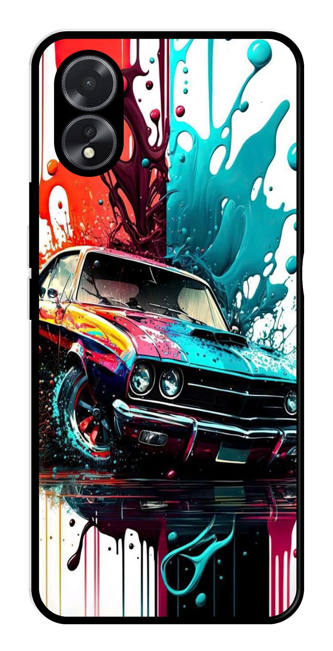 Vintage Car Metal Mobile Case for Oppo A38    (Design No -29)