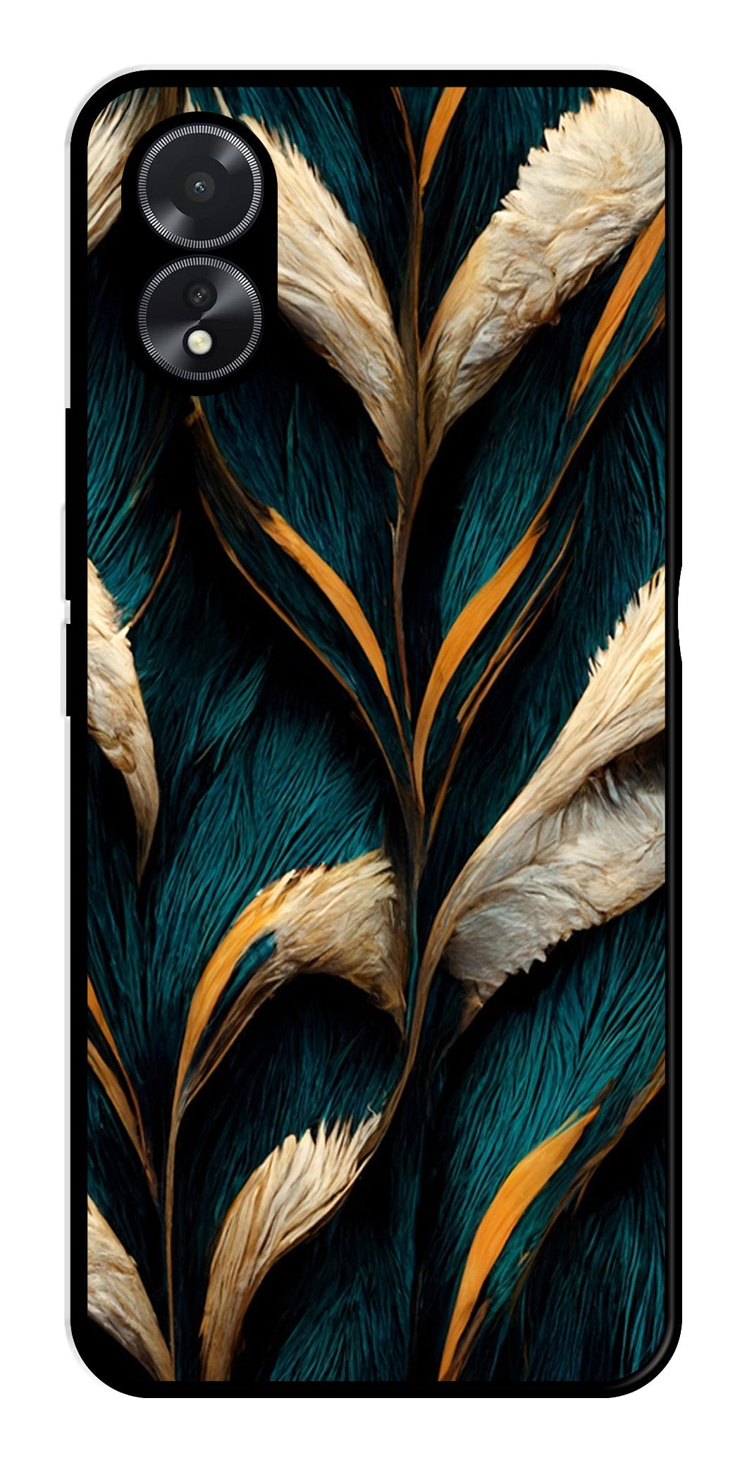 Feathers Metal Mobile Case for Oppo A38    (Design No -30)