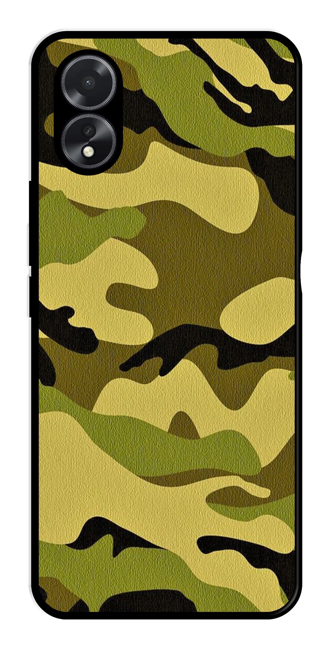 Army Pattern Metal Mobile Case for Oppo A18   (Design No -35)