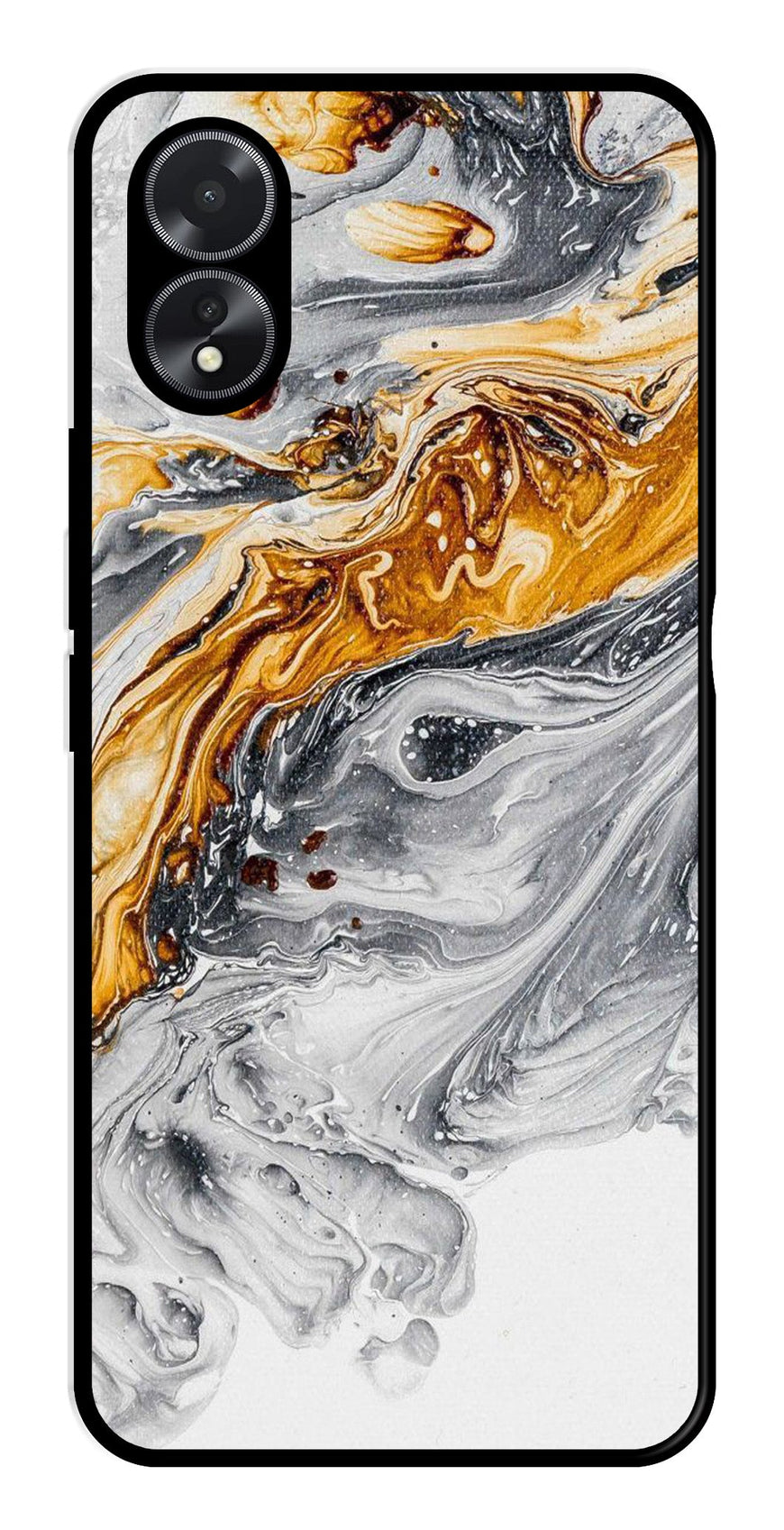 Marble Pattern Metal Mobile Case for Oppo A18   (Design No -36)