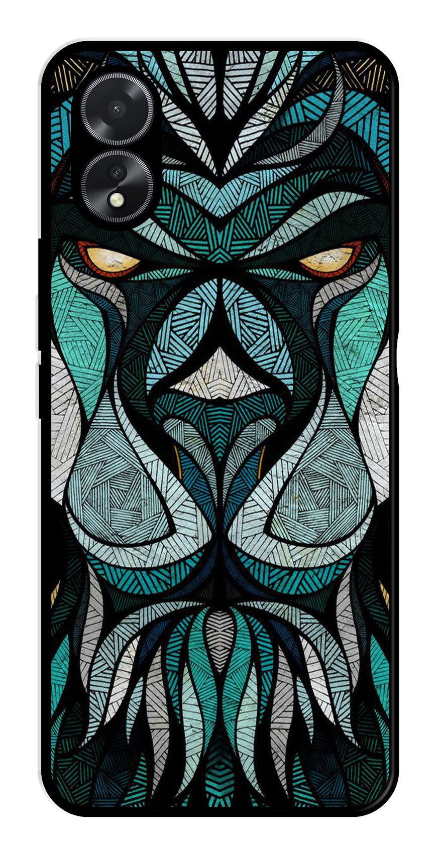 Lion Pattern Metal Mobile Case for Oppo A18   (Design No -40)