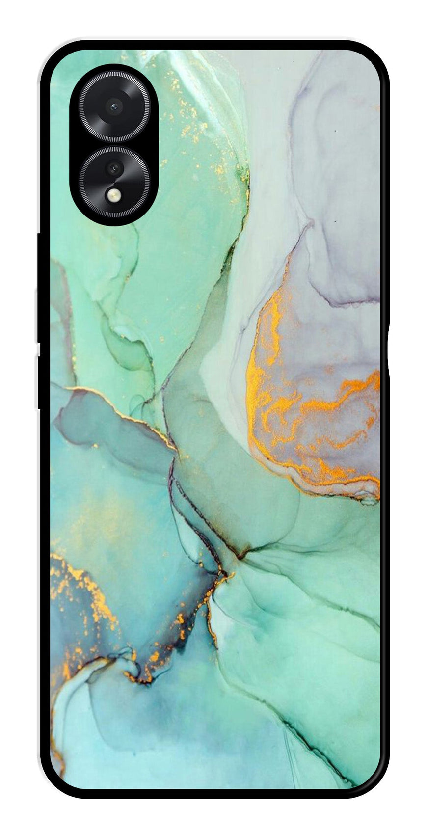 Marble Design Metal Mobile Case for Oppo A18   (Design No -46)