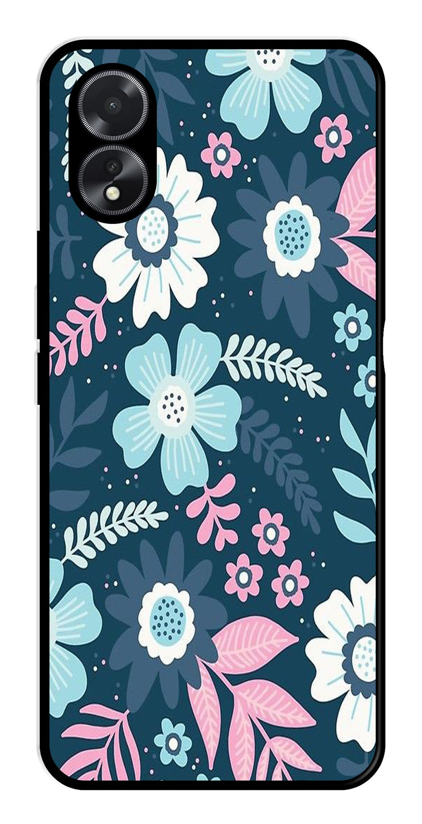 Flower Leaves Design Metal Mobile Case for Oppo A18   (Design No -50)