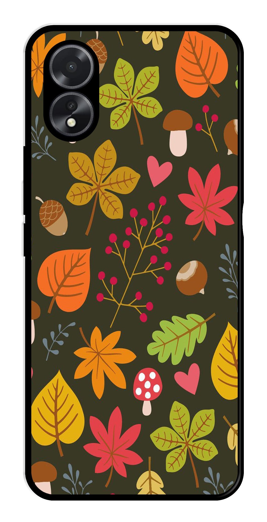 Leaves Design Metal Mobile Case for Oppo A38    (Design No -51)