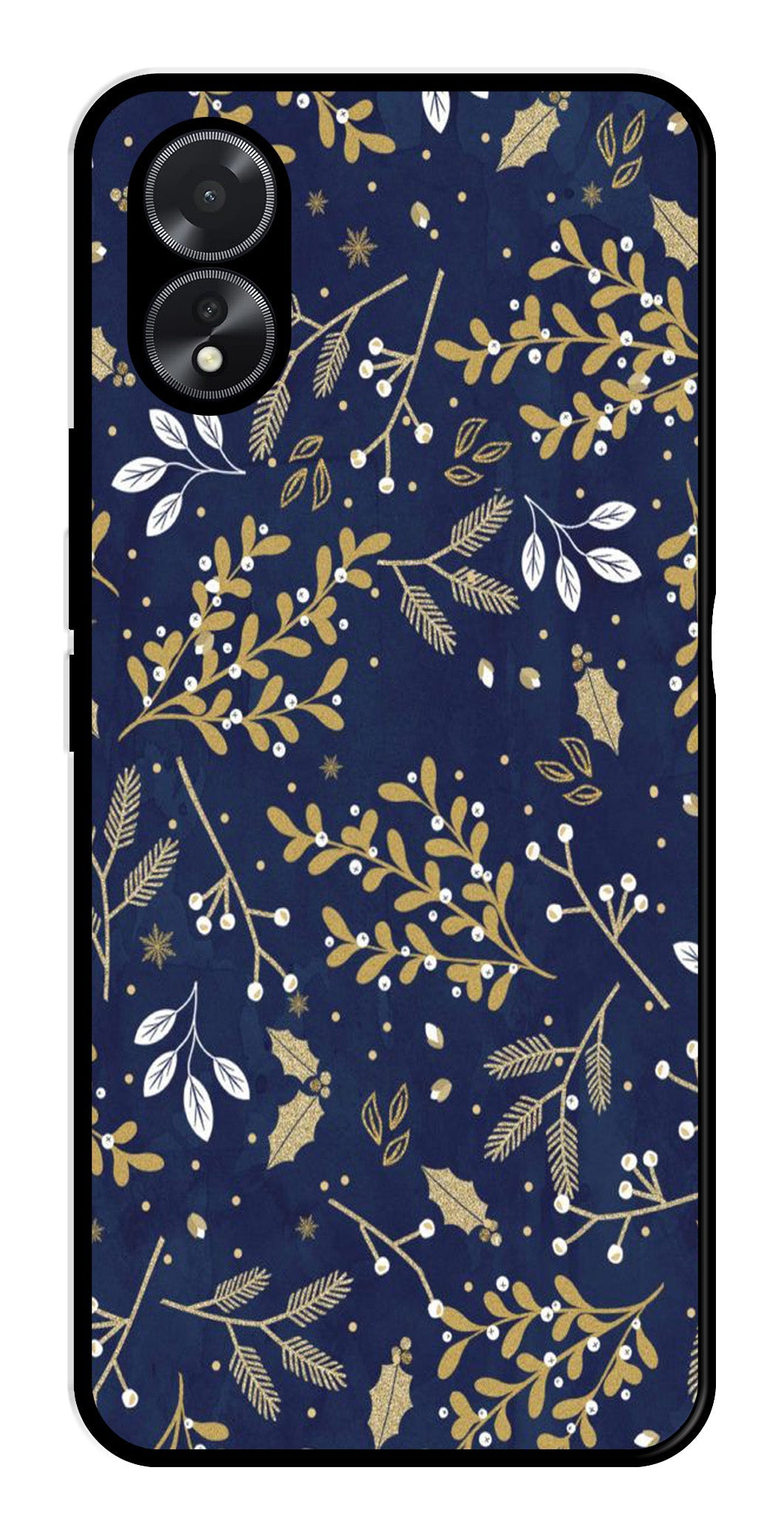 Floral Pattern  Metal Mobile Case for Oppo A18   (Design No -52)