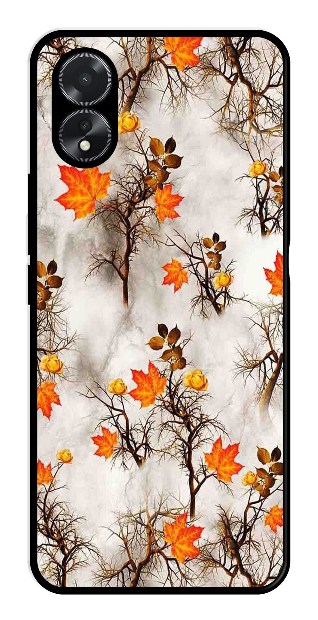 Autumn leaves Metal Mobile Case for Oppo A38    (Design No -55)