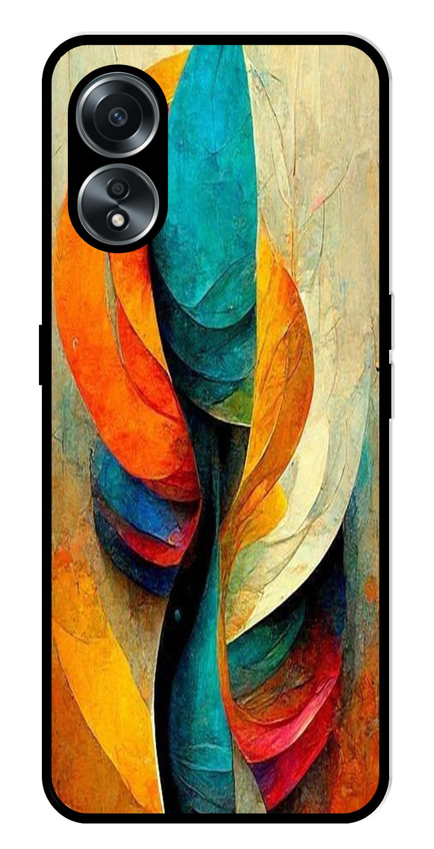 Modern Art Metal Mobile Case for Oppo A58 4G    (Design No -11)