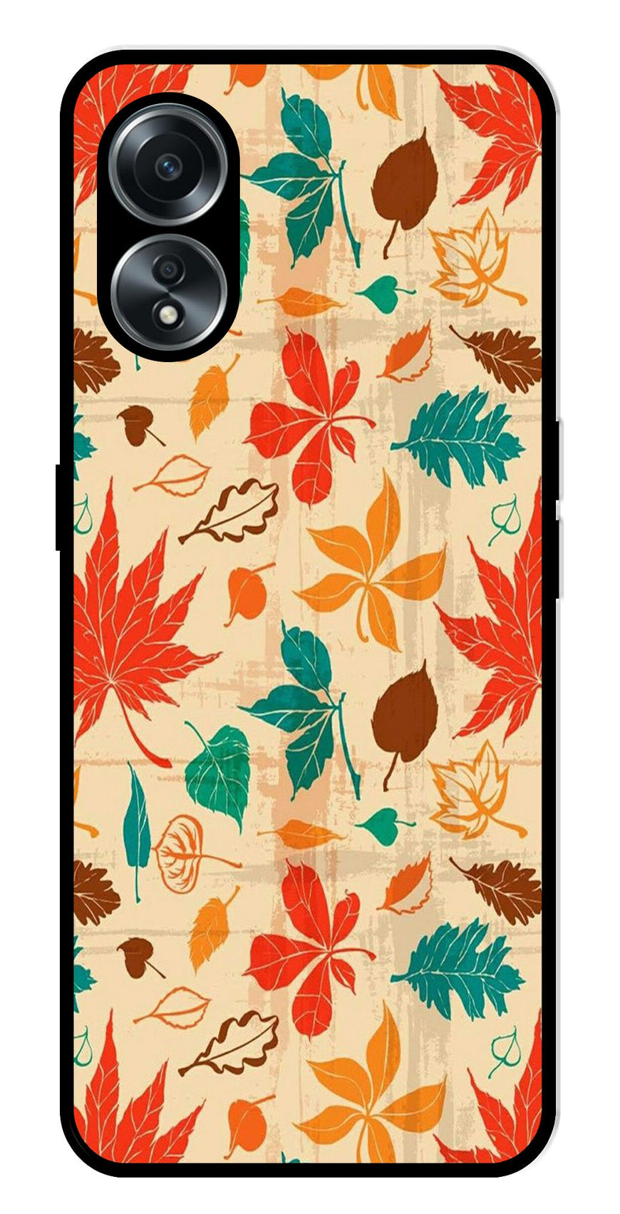 Leafs Design Metal Mobile Case for Oppo A58 4G    (Design No -14)