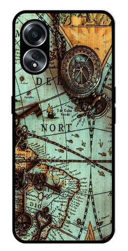 Map Design Metal Mobile Case for Oppo A58 4G    (Design No -54)