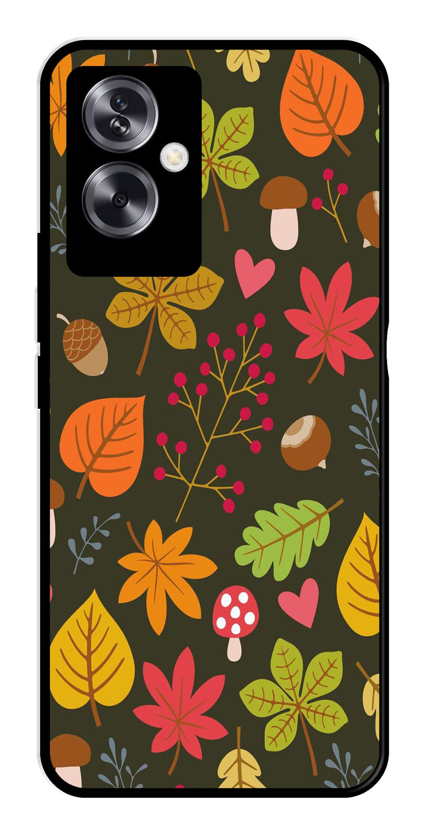 Leaves Design Metal Mobile Case for Oppo A79 5G    (Design No -51)