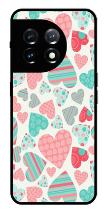 Hearts Pattern Metal Mobile Case for OnePlus 11 5G Metal Case