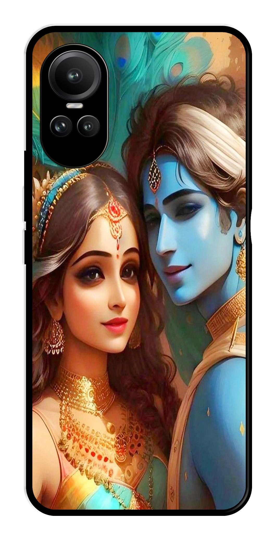 Lord Radha Krishna Metal Mobile Case for Oppo Reno 10 5G   (Design No -01)