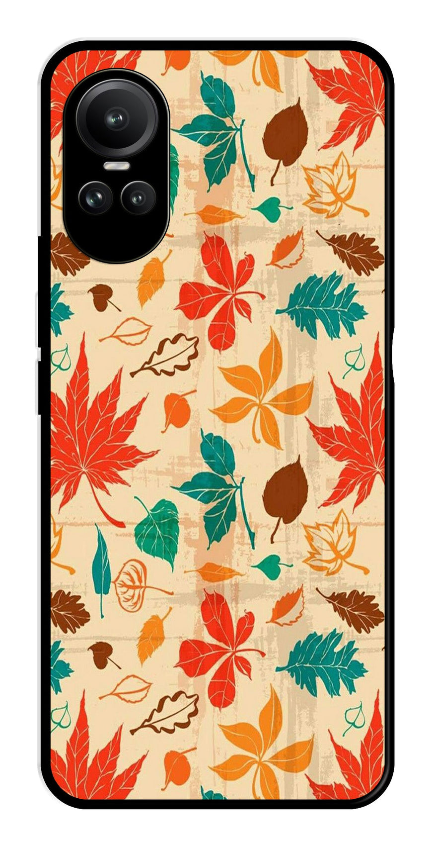 Leafs Design Metal Mobile Case for Oppo Reno 10 5G   (Design No -14)