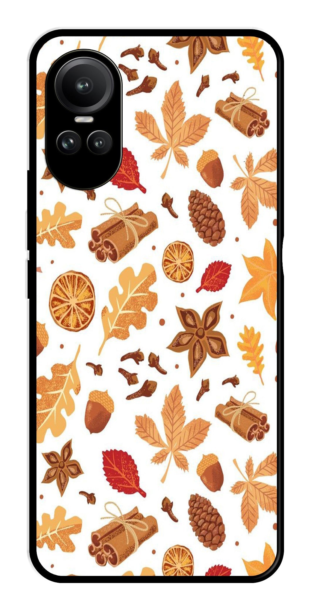 Autumn Leaf Metal Mobile Case for Oppo Reno 10 5G   (Design No -19)