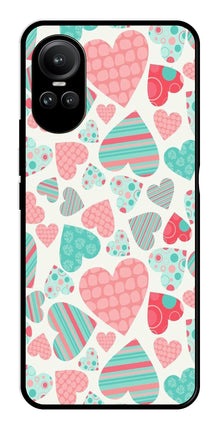 Hearts Pattern Metal Mobile Case for Oppo Reno 10 5G