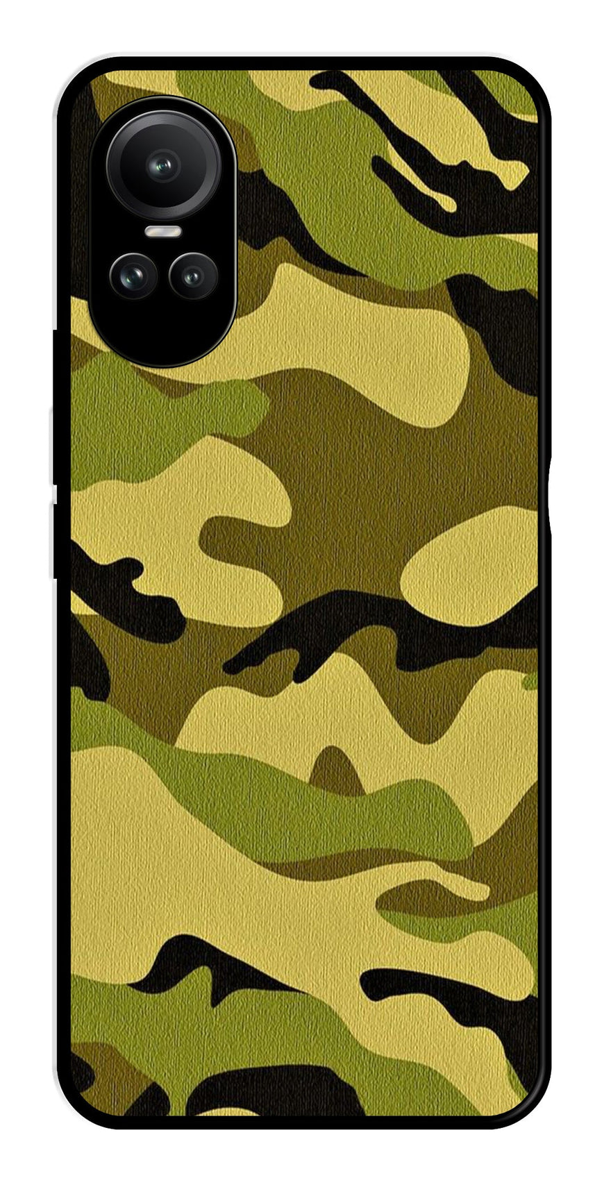 Army Pattern Metal Mobile Case for Oppo Reno 10 5G   (Design No -35)