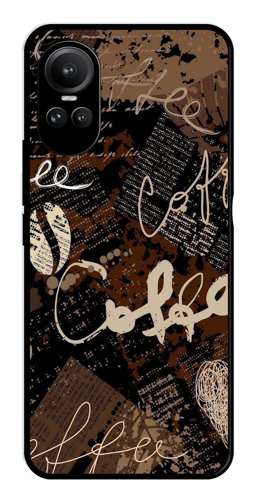 Coffee Pattern Metal Mobile Case for Oppo Reno 10 5G   (Design No -37)