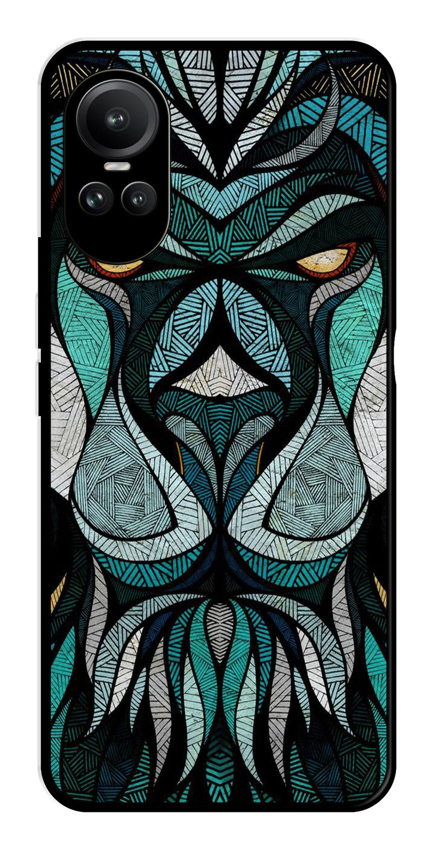 Lion Pattern Metal Mobile Case for Oppo Reno 10 5G   (Design No -40)