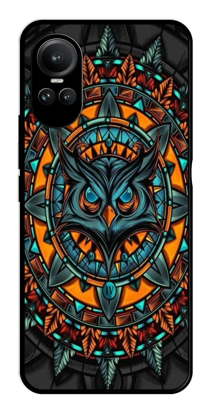 Owl Pattern Metal Mobile Case for Oppo Reno 10 5G   (Design No -42)