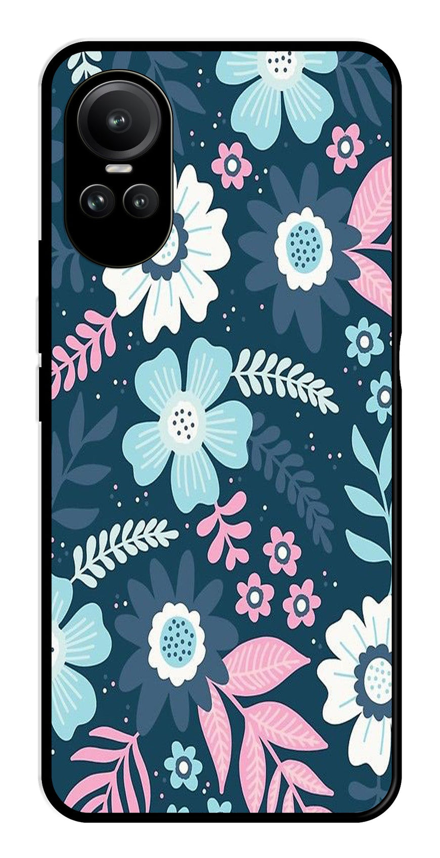 Flower Leaves Design Metal Mobile Case for Oppo Reno 10 5G   (Design No -50)