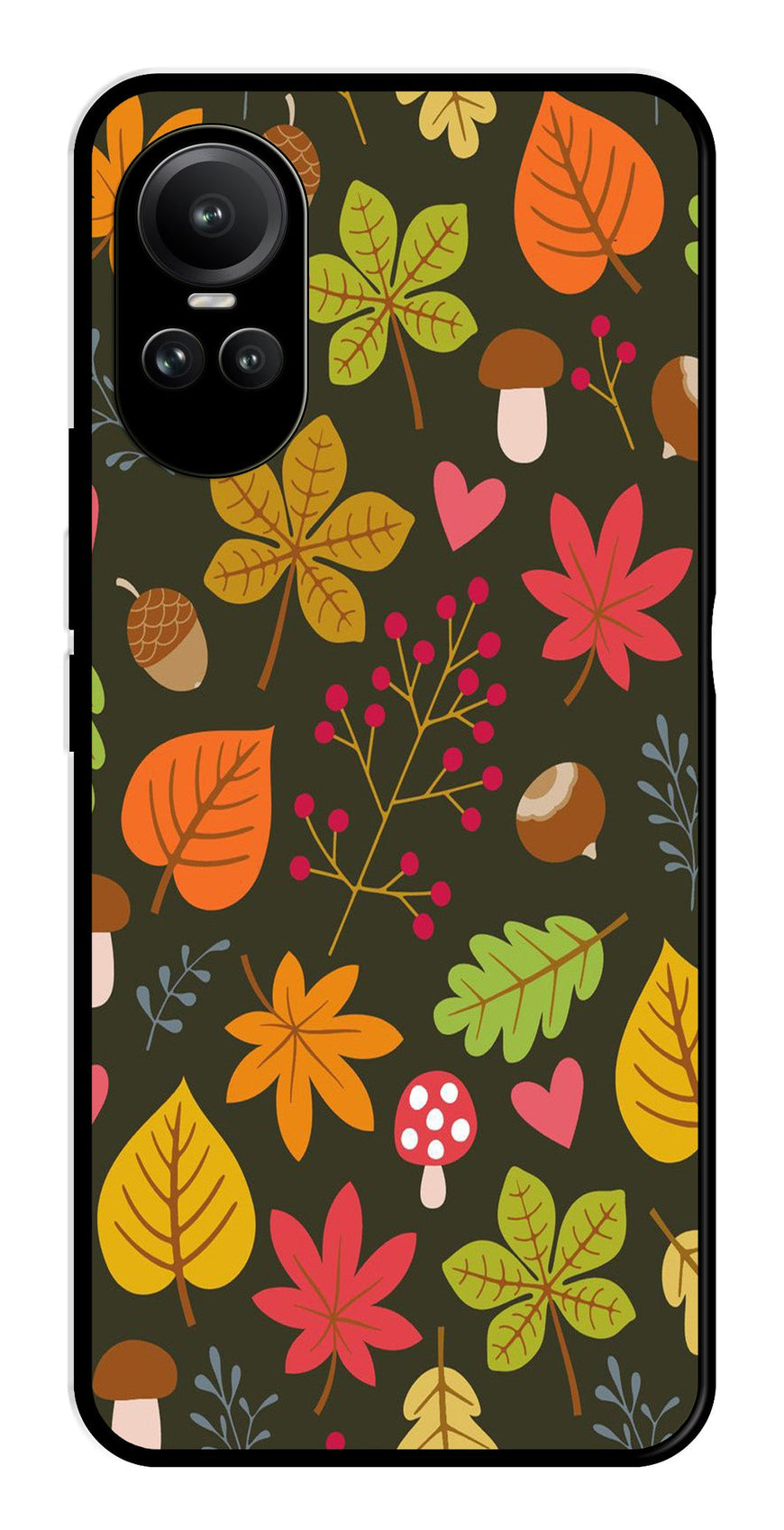 Leaves Design Metal Mobile Case for Oppo Reno 10 Pro 5G   (Design No -51)