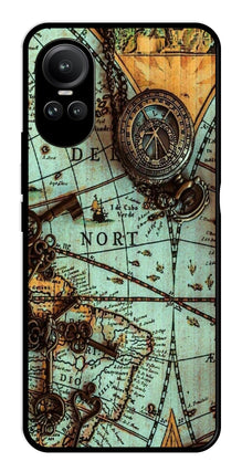 Map Design Metal Mobile Case for Oppo Reno 10 5G