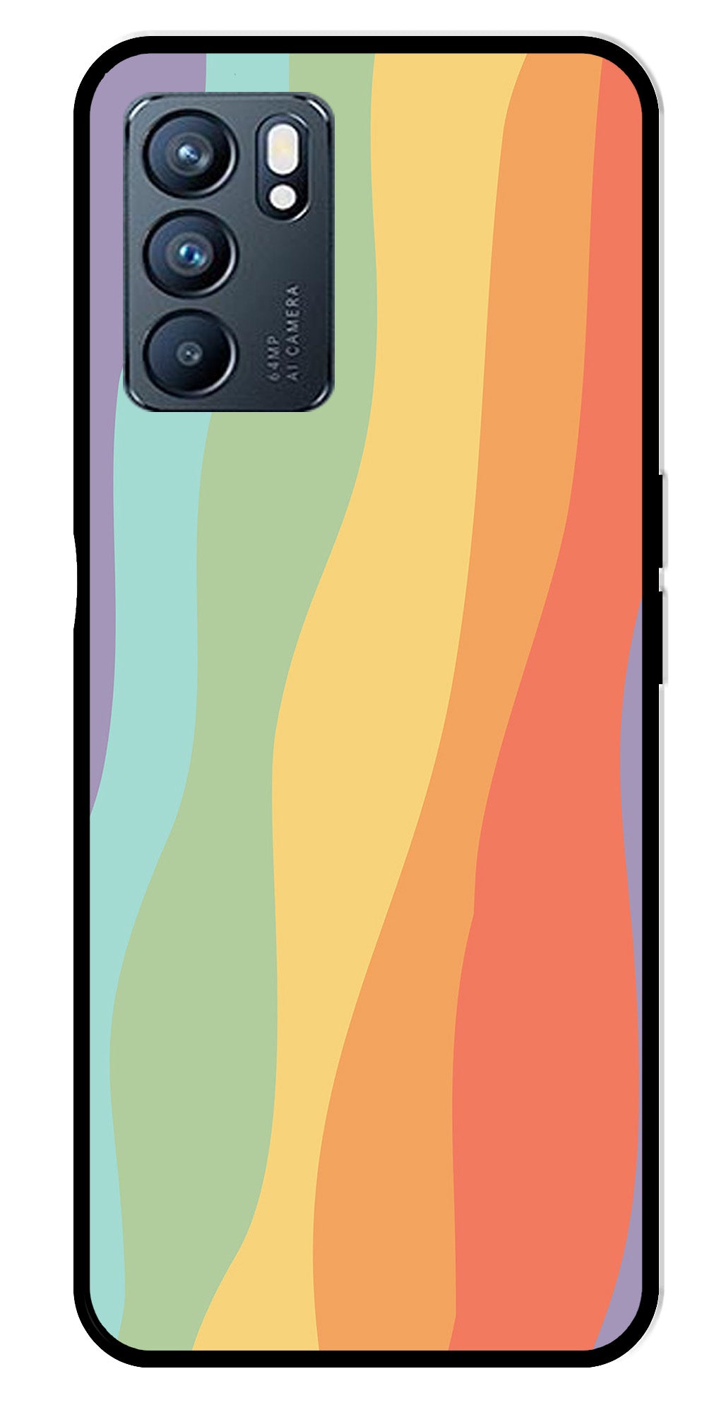 Muted Rainbow Metal Mobile Case for Oppo Reno 6 5G   (Design No -02)