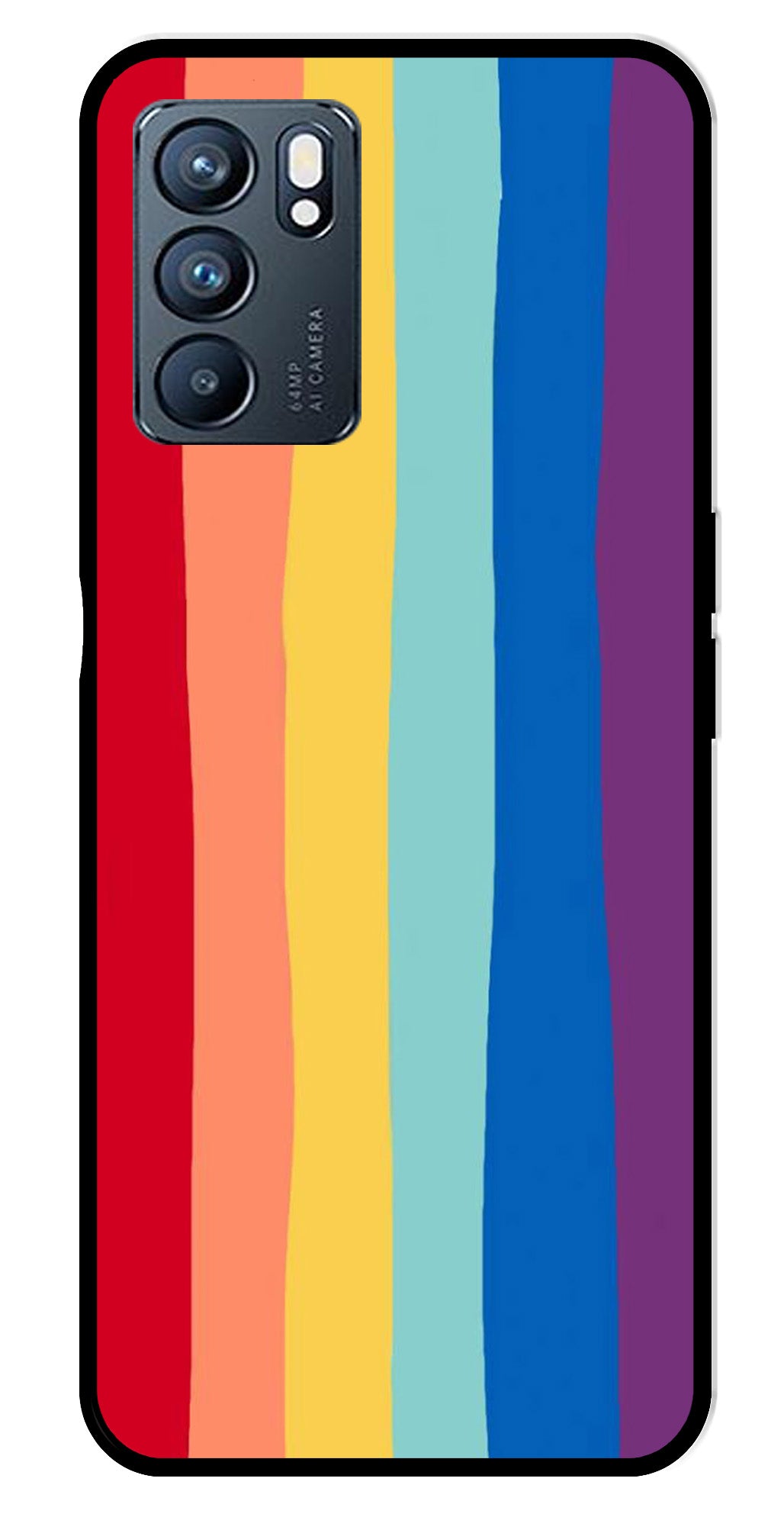 Rainbow MultiColor Metal Mobile Case for Oppo Reno 6 5G   (Design No -03)