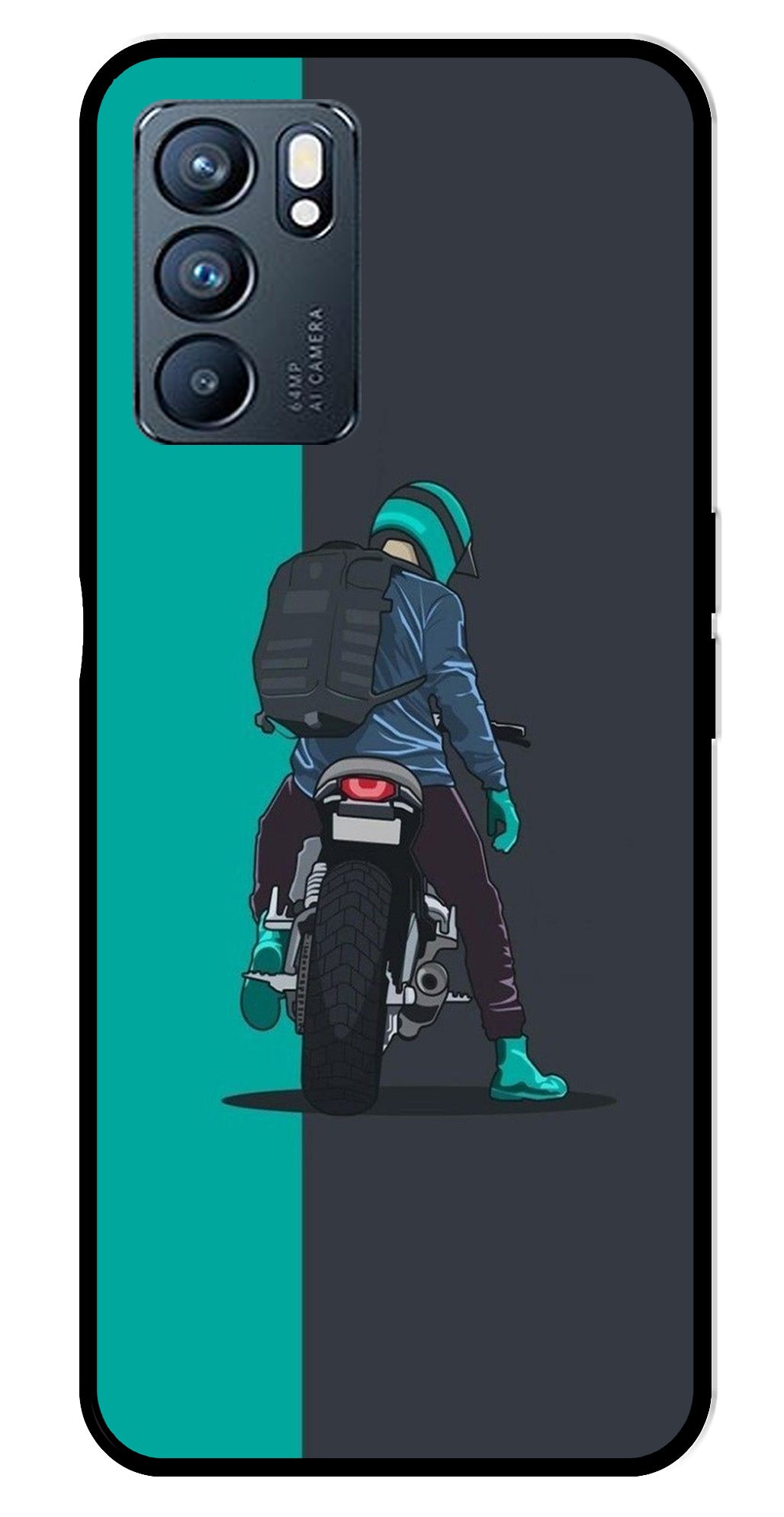 Bike Lover Metal Mobile Case for Oppo Reno 6 5G   (Design No -05)