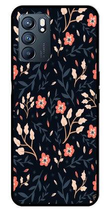 Floral Pattern Metal Mobile Case for Oppo Reno 6 5G