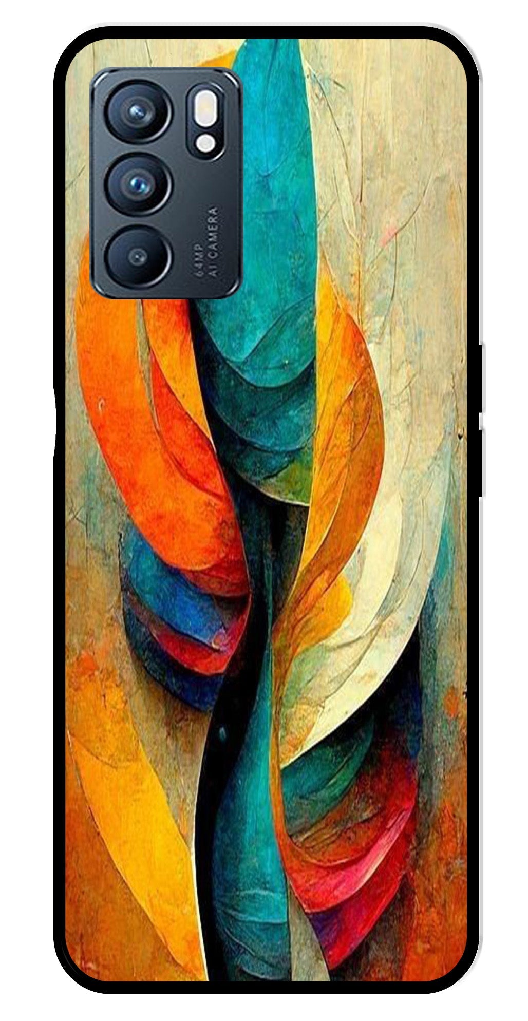 Modern Art Metal Mobile Case for Oppo Reno 6 5G   (Design No -11)