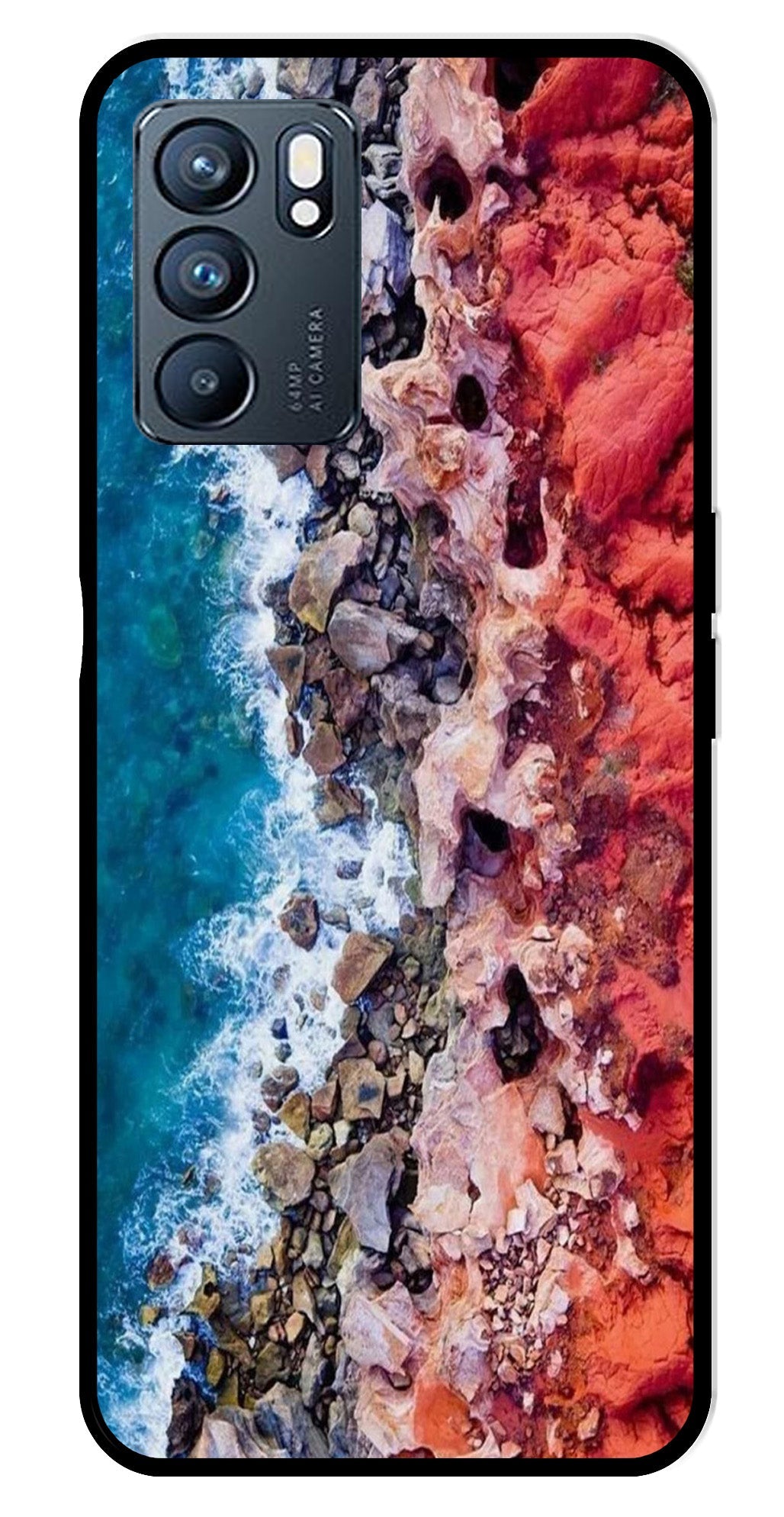 Sea Shore Metal Mobile Case for Oppo Reno 6 5G   (Design No -18)