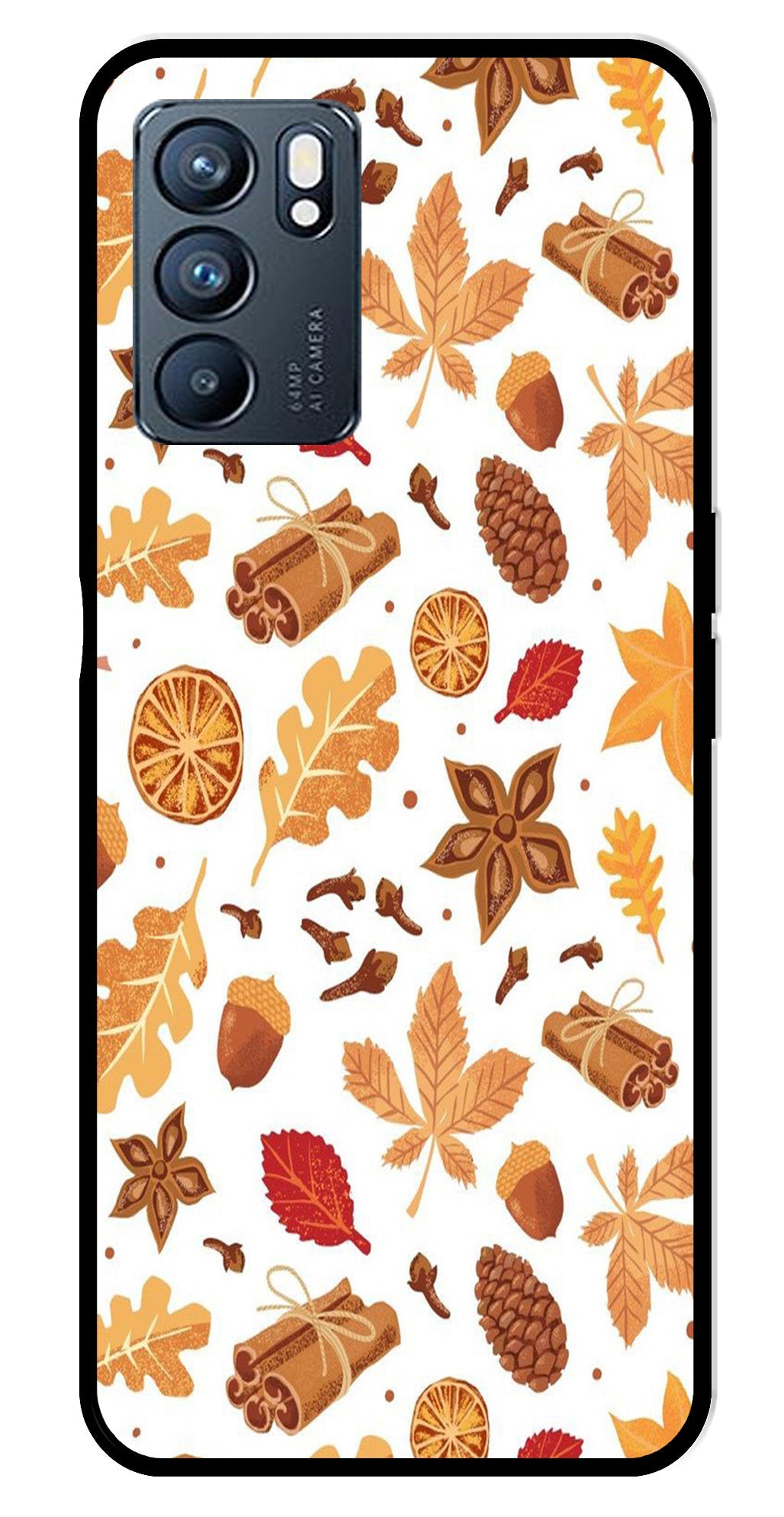 Autumn Leaf Metal Mobile Case for Oppo Reno 6 5G   (Design No -19)