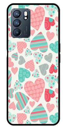 Hearts Pattern Metal Mobile Case for Oppo Reno 6 5G