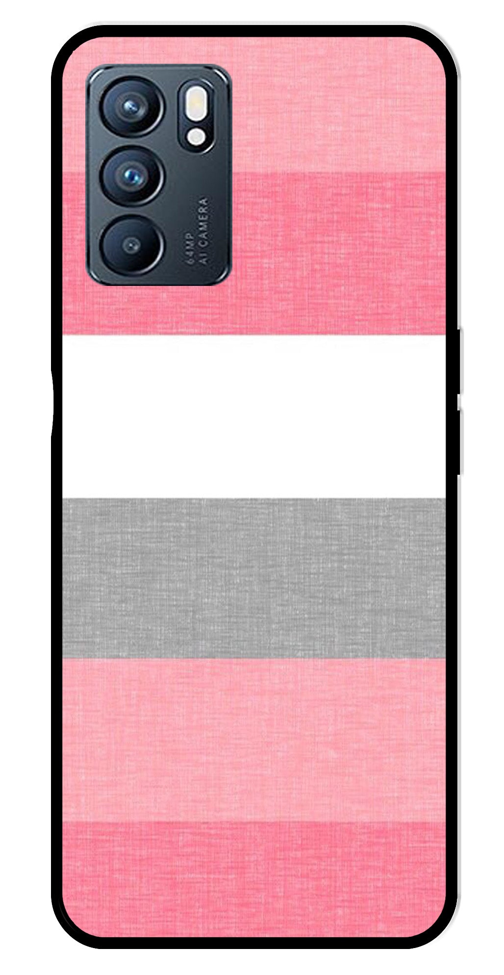 Pink Pattern Metal Mobile Case for Oppo Reno 6 5G   (Design No -23)