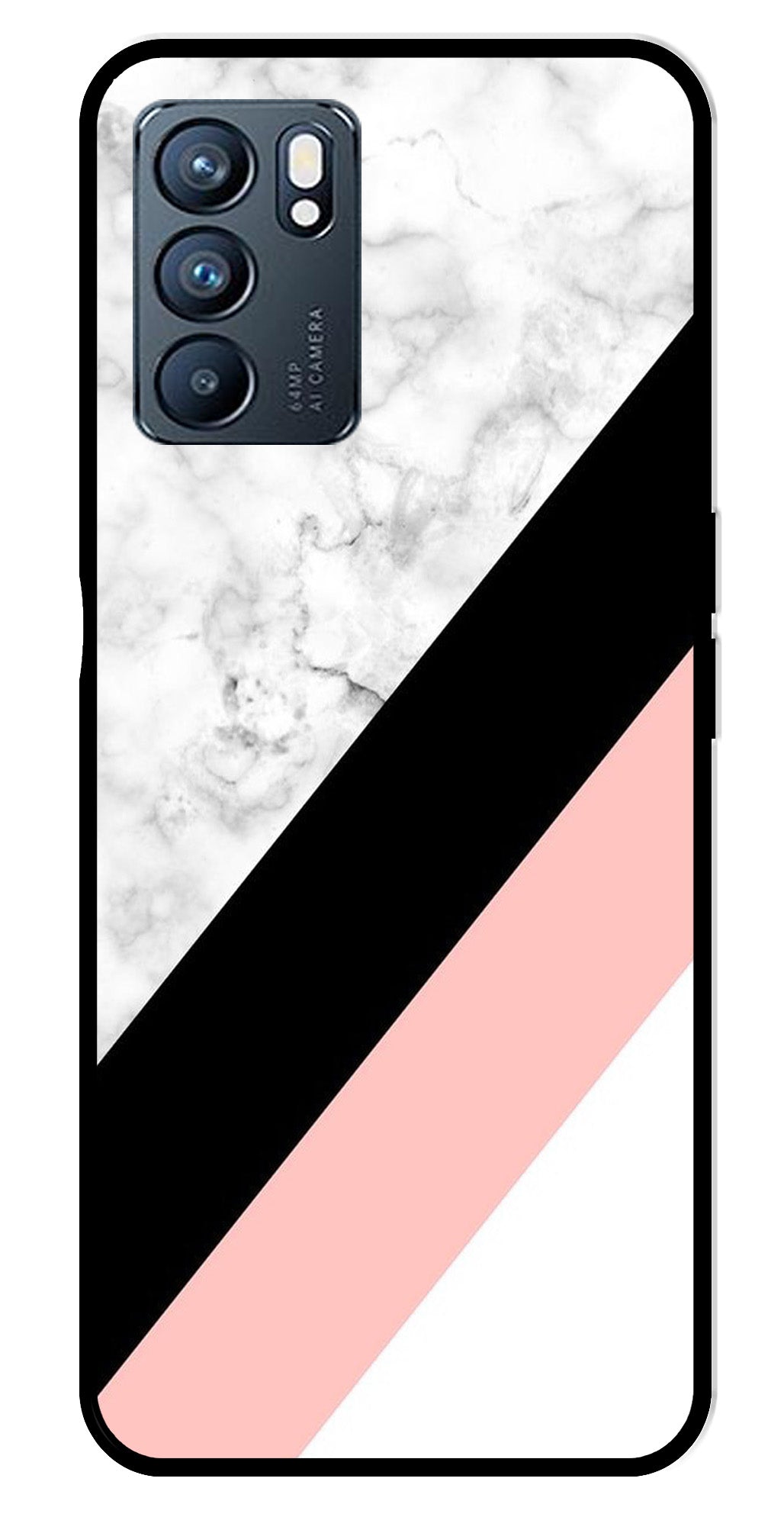 Marble Design Metal Mobile Case for Oppo Reno 6 5G   (Design No -24)